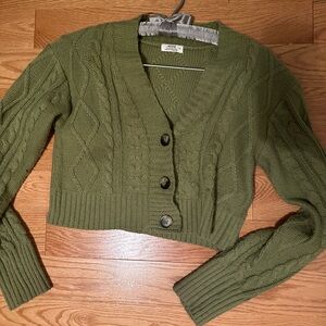 Green cropped cardigan